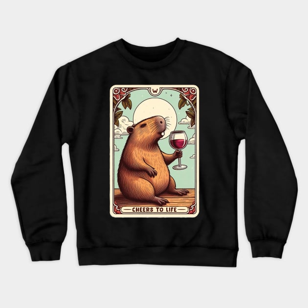 Capybara Cheers To Life Crewneck Sweatshirt by Trendsdk